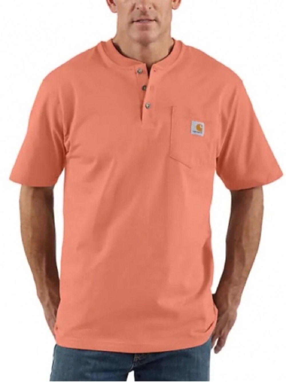 Carhartt | Men's 3XL Loose Fit Heavyweight Pocket Henley T-Shirt Terracotta K84